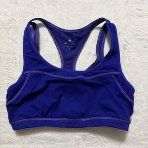 Athleta Sports Bra Womens Lg Purple Racerback Mesh Keyhole Activewear Gym Sporty